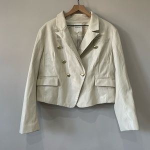 Avec Les Filles Ivory Blazer with Gold Accents